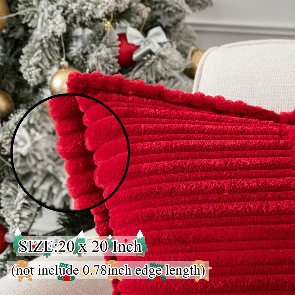 9041 UGASA Christmas Super Soft Stripe Pillow Covers Set of 2 Splicing - Picture 3 of 9